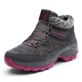 Winter Women's Snow Boots All-match Thick Bottom Increased Velvet Warm Low Ankle Outdoor Leisure Sports Shoes Hiking Boots (Color: Gray, size: 40)