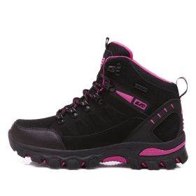 Waterproof Hiking Shoes Men Women Sneakers Mountain Climbing Shoes Outdoor Unisex Sport Hunting Boots Men Trekking Shoes (Color: black pink, size: 44)