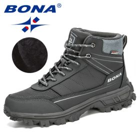 BONA 2022 New Designers Nubuck Hiking Shoes Men Trekking Tourism Camping Shoes Man Plush Warm Winter Anklt Boots Masculino Comfy (Color: Dark grey S gray, size: 8.5)