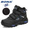 BONA 2020 New Designers Plush Snow Boots Children Sport Sneakers Terkking Boots Kids Hiking Mountain Climbing Camping Footwear